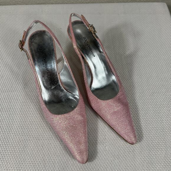 Dolce & Gabbana Pink Slingback High Heels Women's Shoes Size 37 Point Toe US 6.5 - Picture 1 of 13
